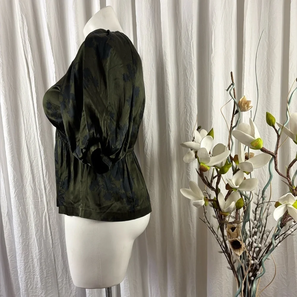 Madewell Dark Green Floral Blouse